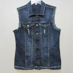 Kut From the Kloth Distressed Denim Vest Size L